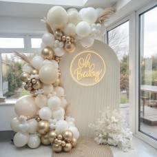 Sand White Gold Balloons Arch Kit, Beige Nude White Balloon with Champagne Gold Balloons Garland Kit for Boho Birthday Wedding Baby Shower Bridal Shower Engagement Party Decorations