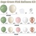 Sage Green Pink Balloon Arch Kit, Olive Green Baby Pink Sand White Balloons with Rose Gold Metallic Latex Balloons for Girl Birthday Baby Shower Wedding Bride Shower Party Decorations