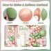 Sage Green Pink Balloon Arch Kit, Olive Green Baby Pink Sand White Balloons with Rose Gold Metallic Latex Balloons for Girl Birthday Baby Shower Wedding Bride Shower Party Decorations
