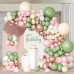 Sage Green Pink Balloon Arch Kit, Olive Green Baby Pink Sand White Balloons with Rose Gold Metallic Latex Balloons for Girl Birthday Baby Shower Wedding Bride Shower Party Decorations