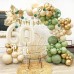 Sage Green Gold Balloon Arch Kit, Sage Green Sand White Beige Metallic Gold Balloons Garland Kit for Baby Shower Bridal Shower Birthday Wedding Jungle Safari Party Decor