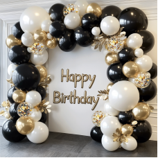 Black Gold White Balloons Arch Kit, Double Stuffed Pearl Sand White Black Chrome Gold with Confetti Balloon Garland for Birthday Baby Shower Graduation Father's Day New Year's Party Decoration Black Gold White Balloons Arch Kit, Double Stuffed Pearl Sand White Black Chrome Gold with Confetti Balloon Garland for Birthday Baby Shower Graduation Father's Day New Year's Party Decoration