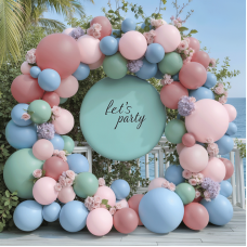 Pink Blue Green Balloons Garland Kit, Double Stuffed Dusty Green Light Blue Blush Dusty Pink Mauve Pastel Balloon Arch Kit for Birthday Baby Shower Gender Reveal Fairy Floral Easter Party Decor