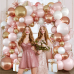 Rose Gold Pink Balloon Arch Kit, Double Stuffed Pearl White Rose Gold Metallic Light Pastel Pink Balloons Garland Kit for Birthday Bridal Shower Baby Shower Wedding Party Decorations
