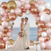 Rose Gold Pink Balloon Arch Kit, Double Stuffed Pearl White Rose Gold Metallic Light Pastel Pink Balloons Garland Kit for Birthday Bridal Shower Baby Shower Wedding Party Decorations