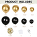 Black and Gold Balloon Arch Kit, 144pcs Black and Gold Balloons Metallic Gold Confetti Balloons Different Sizes 18/12/10/5in for Birthday Wedding New years Graduation Masquerade Party Decorations