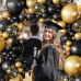 Black and Gold Balloon Arch Kit, 144pcs Black and Gold Balloons Metallic Gold Confetti Balloons Different Sizes 18/12/10/5in for Birthday Wedding New years Graduation Masquerade Party Decorations